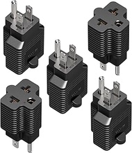 [5Pack] 4-in-1 15 Amp Household AC Plug to 20 Amp T Blade Adapter,5-15P to 5-20R,5-15P to 6-15R,5-15