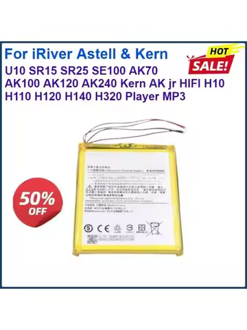 New Battery for IRiver Astell & Kern U10 SR15 SR25 SE100 AK70 AK100 AK120 AK240 HIFI H10 H110 H120 H
