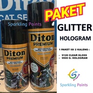 Diton Premium Glitter Hologram 9500 + Clear Gloss 9128 Savings Package Glitter Paint Pylox Glossy Va