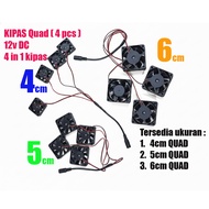 QUAD fan (4 fans) 12v dc 6cm 5cm 4cm cooling cooler 4 pcs fan vacuum exhaust air 6 5 4 cm laptop rou