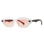 Pink Angular Slim-Frame Sunglasses Men Women Vintage Irregular Retro Fashion Double Color Sun Glasse