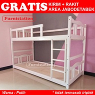 Ranjang Susun Pendek 2 Tingkat / Tempat Tidur 2 Tingkat Pendek Kids Bunkbed - Putih Semi DUCO