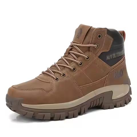 High-Top Leather Men's Boots Breathable Desert Combat Boots Outdoor Non-slip Hiking Boots Men Motorc