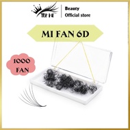 6D pre-made fan false eyelashes, 0.07 thick, C CC D curvature, length 7-14 mm, beautiful black, spre