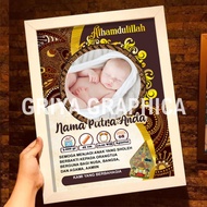 Javanese baby biodata plus frame size 10rs 24x35 cm / birth gift / Javanese themed baby gift / Javan