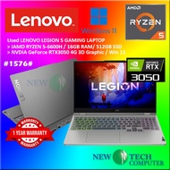 #1576 USED LENOVO IDEAPAD GAMINIG LAPTOP RYZEN 5-6600H 16G 512SSD RTX3050 RTX 3050 4G 1YEAR WARRANTY