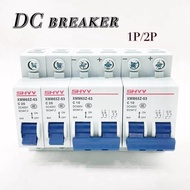 เบรคเกอร์ DC  Circuit breaker 1P/2P 6A 10A 16A 20A 25A 32A 40A 50A 63A   400V สำหรับใช้งานโซล่าเซลล์