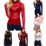 Fashionable Women's Tight Fit Mesh Top Ideal for Clubbing or Casual Wear