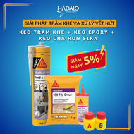 Combo Sika chống thấm sàn Sikaflex 134 Bond & Seal Sikadur 20 Crackseal keo chà ron Sikaceram 608 Ti