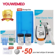 YOUWEMED Yasee GLM77 Blood Sugar Monitoring kit Blood Glucose Monitor with 50pcs Test Strips 50 Lancets Glucometer Set Blood Sugar Test kit Diabetes Tester Kit