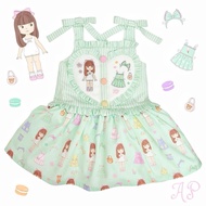 Arpanet girl Dress/Paper Doll/Size 4y Green