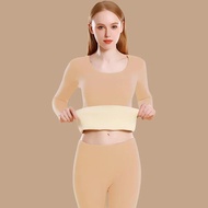 SEAMLESS LONG JOHN SET WOMAN TOP + PANTS AUTUMN SPRING CUFF WARM WINTER UNDERWEAR