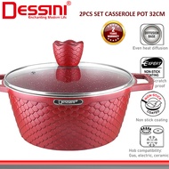DESSINI ITALY GGF-32 Granite Die Cast Aluminium Non Stick Casserole Pot Bowl Deep Fry Pan Cookware T
