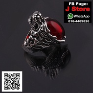 Big Red agate dragon ring
