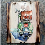 Wall Decoration VINTAGE Wall Decoration Wooden Painting VESPA Living Room CAFE CAFE Decoration