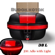 BK 38L JDR Motorbox With Light ADLO Motor Top Box Motorcycle Storage Box 1 Helmet Motor Box Motor Belakang