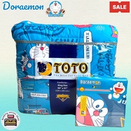 TOTO (ตัวเลือก 8 ลาย) ลายโดเรม่อน Doraemon (ครบชุดรวมผ้านวม) ผ้าปูที่นอน ปลอกหมอน และผ้าห่มนวม  ลิขสิทธิ์แท้100% No.1026