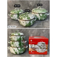 (acc ptk) PI244 MOTIF POT SET 3 POT/ ENAMEL POT SET BLURIK CALYPSO 3PCS enamel casserole set 6pcs pa