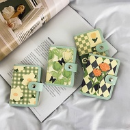 beg duit wanita dompet perempuan beg duit High-value ins Green Cartoon Card Holder Female Large-capa