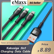 KAKUSIGA 3in1 fast charging cable with iPhone/Type C/Micro charging head Maximum 3A Current Compatib