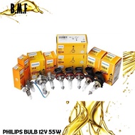 PHILIPS HALOGEN BULB / 12V 55W / CAR HEADLIGHT LAMP / H1 H3 H4 H7 H8 H9 H11 HB3 HB4 880 881 9012