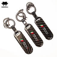 High Quality Carbon Fiber Car Keychain Keyring Key Holder For Fiat 500 500x 500l 500C Key Ring Penda