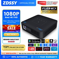 ZDSSY P15 Mini Short Throw Projector, DLP Portable Projector, Android 9.0 Projector with Wifi and Bluetooth, Support 4K/3D Electric Focus DDR4 4GB 32GB Movie Projector &amp; Home Cinema for Iphone, Android, TV Stick/Laptop/PS5 2GB RAM 16GB ROM Grey One