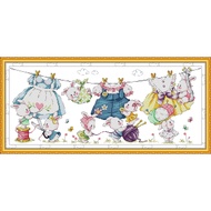 Joy Sunday Stamped Cross Stitch Ktis DMC Threads Chinese Cross Stitch Set DIY Needlework Embroidery-Sewing Rabbit Sunbathing