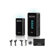 BOYA BY-XM6 S1 mini wireless lavalier microphone system youtube video facebook live stream with OLED screen for dslr camera smartphone