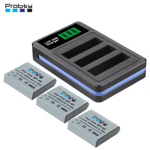 1800mAh NP-40 NP40 CNP-40 LB-060 Battery + LCD 3 Slot Charger For Casio Exilim EX-Z600 EX-Z750 Z1000