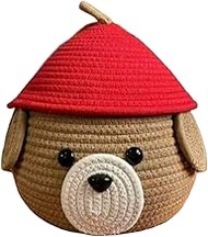 Multi-Purpose Cute Jute Basket with Lid Storage Baskets for Bathroom Living Room & Kitchen Organiser