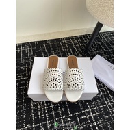 Alaia perforated women's flat slide slipper summer sandal resort beach shoes size35-42