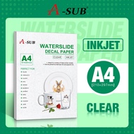 A-SUB A4 Waterslide Decal Paper 20 pcs DIY Design Cup Clear Water Transfer Paper