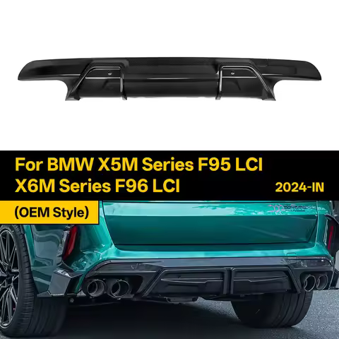 Real Dry Carbon Fiber Rear Diffuser Bumper Lip for BMW X5M Series F95 LCI/X6M Series F96 LCI OEM Sty