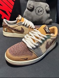 Zion Williamson x Jordan Air Jordan 1 retro low og "voodoo" 防滑耐磨 低筒 復古籃球鞋 男女同款 棕色
