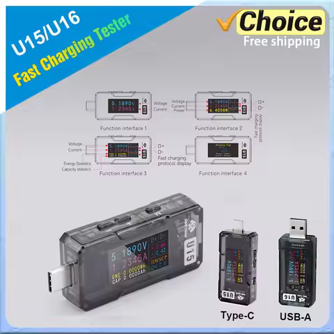 OSS U15/U16 High Accuracy Fast Charging Tester Type-C/USB-A PD2.0 QC3.0 Voltage Current Detection fo