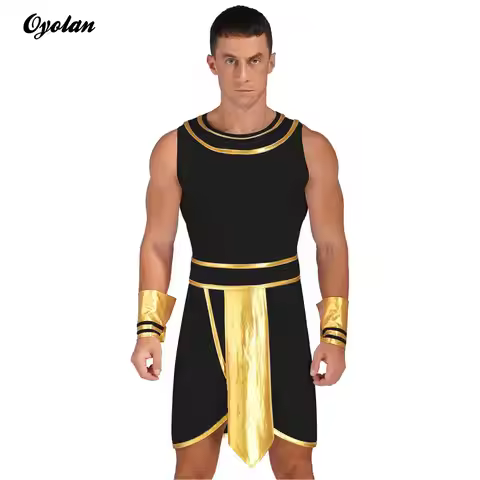 Mens Adult Ancient Egypt Fancy Dress King Cosplay Pharaoh Theatrical Costume Fantasia Ancient Egypt 