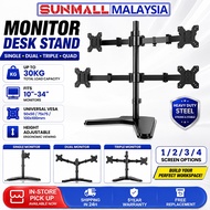 Monitor Desk Stand 1234 Screen Adjustable Monitor Mount VESA Bracket 10-34 Inch Heavy Duty 30KG
