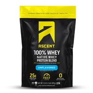 Ascent 100% Whey Protein Powder - Post Workout Whey Protein Isolate, Zero Artificial Flavors & Sweet