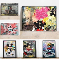 DJ Mickey Mouse Fashion Disney Wall Art Home Decor Graffiti Cartoon Posters And Prints Canvas Painti