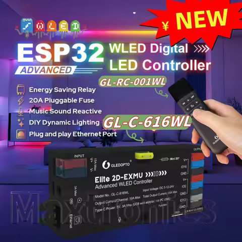 With MIC ESP32 WLED RGB RGBW LED Controlle GLEDOPTO Elite 2D EXMU Advanced GL-C-616WL 20A Fuse DIY D