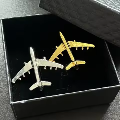 Vintage Metal 4*4cm Big Size Aviation Airplane Brooch Pin Men and Women Universal Badge Jewelry