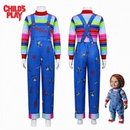 【Ready Stock🇲🇾】Adult Chucky Costume Scary Doll Cosplay Overalls Set for Halloween & Events Funny Out