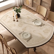 Oval Table Mat Light Luxury Feel Tablecloth Waterproof Oil-Proof Rinse-Free Anti-Scalding Round Tabl