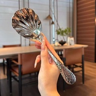 Stainless Steel Spoon Household Long Handle Hammered Texture Serving Spoon Hotel Restaurant Stirring