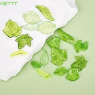 HETTY 30pcs Green Transparent Leaf Shape Beads, Leaf Shape Acrylic Beads Green Acrylic Leaf Beads, T