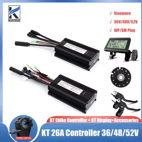 KT Ebike Sinewave Controller 26A USE For 500W750W Brushless Motor 36V48V52V For Electric Bike Conver
