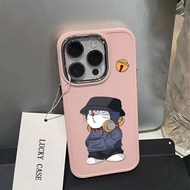 Black Robo Cat Pattern Phone Case Compatible for IPhone 11 12 13 14 15 Pro 7 8 Plus X XR XS MAX SE 2020 Soft Casing Transparent Cell TPU Silicone Phone Shockproof Cover Precticer