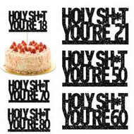 Black 18th/21st/50th/60th/70th/80th Birthday Candle Picks, Birthday Cake Decorations, Funny Sparkly 