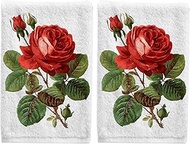 Red Rose Bathroom Hand Towels for Bathroom Decorative Towels Bathroom Sets of 2 Soft 100 Percent Cot